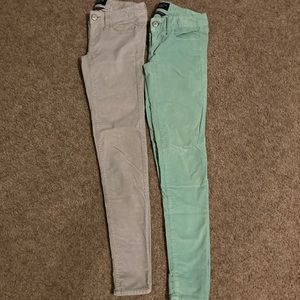 2 pair AE 00 corduroy jegging grey and mint